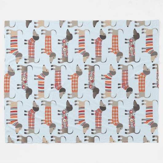 Dackel Wursthund Fleecedecke (Vorderseite (Horizontal))