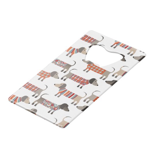 Dackel Wursthund Geldbeutel Flaschenöffner (Rückseite Schrägansicht)