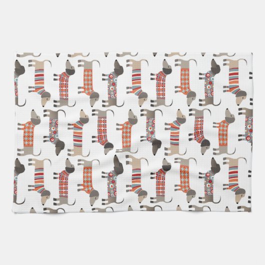 Dackel Wursthund Geschirrtuch (Horizontal)