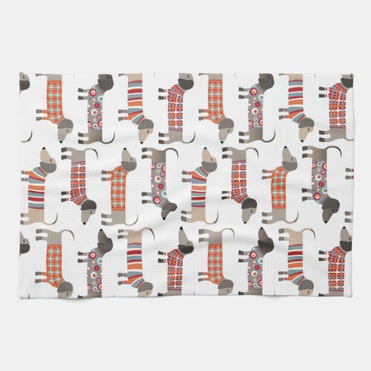 Dackel Wursthund Geschirrtuch (Horizontal)