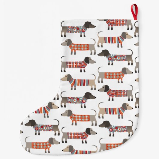 Dackel Wursthund Großer Weihnachtsstrumpf (Rückseite)