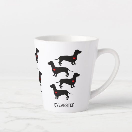 Dackel Wursthund Herz Personalisiert Milchtasse (Rechts)