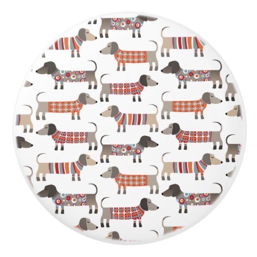 Dackel Wursthund Keramikknauf (Vorderseite)