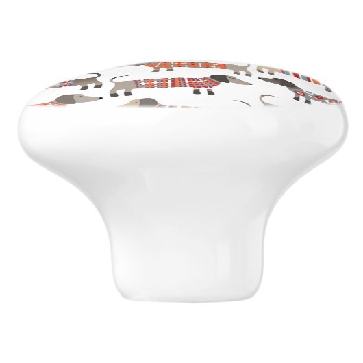 Dackel Wursthund Keramikknauf (Seitenansicht)