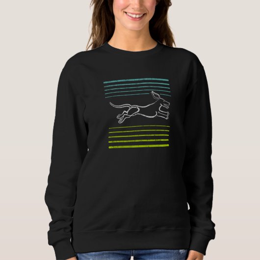 Dackel Wursthund läuft bei Speed Fun & Niedlich Sweatshirt (Vorderseite)