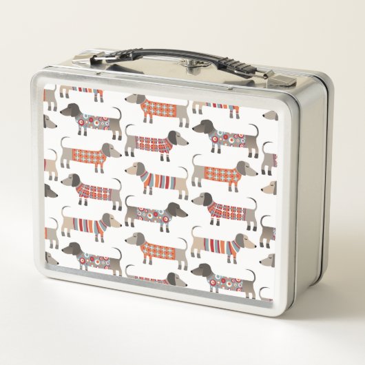 Dackel Wursthund Metall Brotdose (Rückseite)