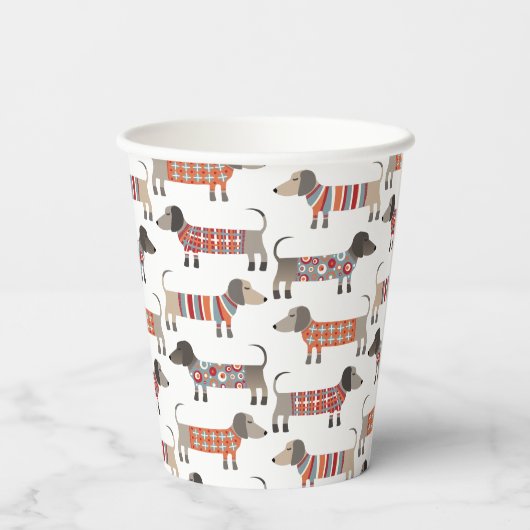 Dackel Wursthund Pappbecher (Rückseite)