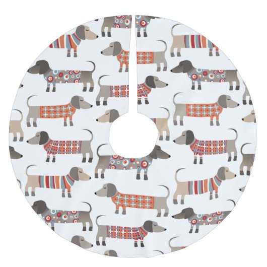 Dackel Wursthund Polyester Weihnachtsbaumdecke (Vorderseite)