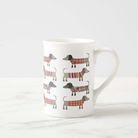 Dackel Wursthund Porzellantasse (Rechts)