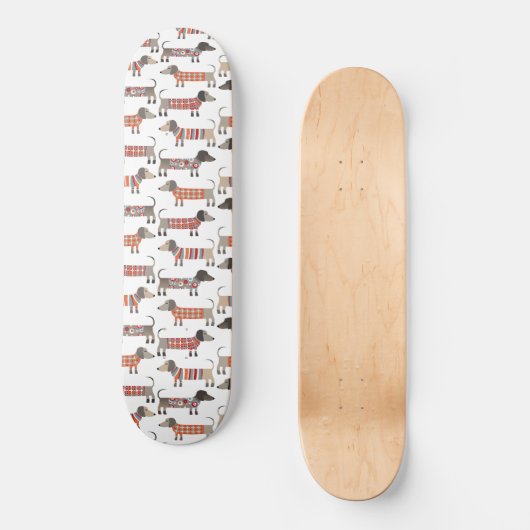 Dackel Wursthund Skateboard (Vorderseite)