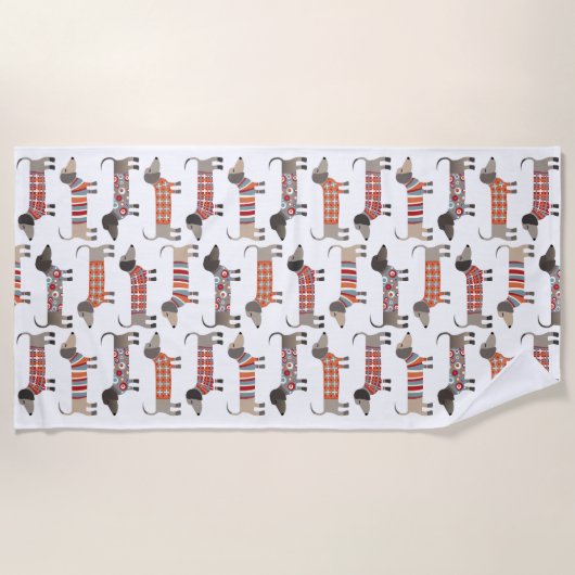 Dackel Wursthund Strandtuch (Vorderseite)