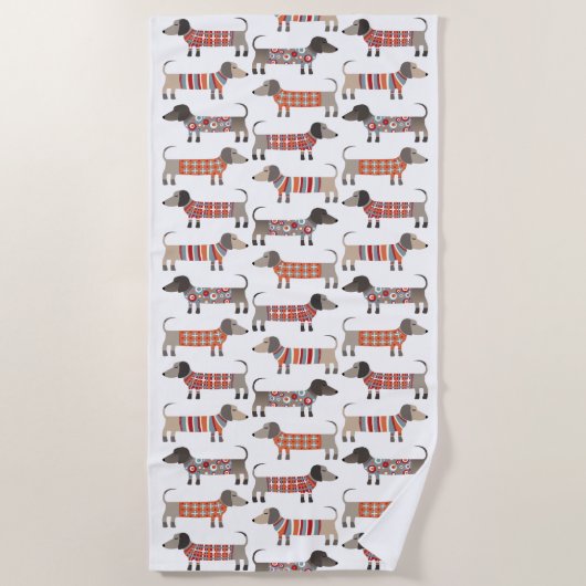 Dackel Wursthund Strandtuch (Vorderseite)