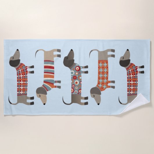 Dackel Wursthund Strandtuch (Vorderseite)