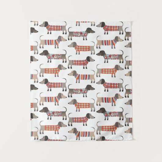 Dackel Wursthund Wandteppich (Vorderseite)