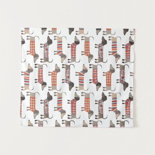 Dackel Wursthund Wandteppich (Vorderseite (Horizontal))