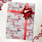 Dackel Wursthunde in Weihnachtshasen und Stricks Geschenkpapier