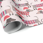 Dackel Wursthunde in Weihnachtshasen und Stricks Geschenkpapier (Rolleneckpunkt)