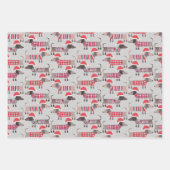 Dackel Wursthunde in Weihnachtshasen und Stricks Geschenkpapier Set (Vorderseite 3)