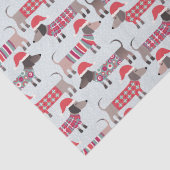 Dackel Wursthunde in Weihnachtshasen und Stricks Seidenpapier (Detail)