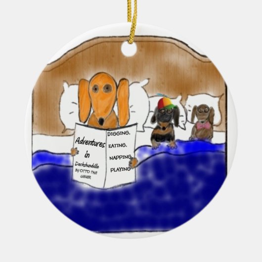 Dackelbedtime-Geschichte Keramikornament (Vorne)