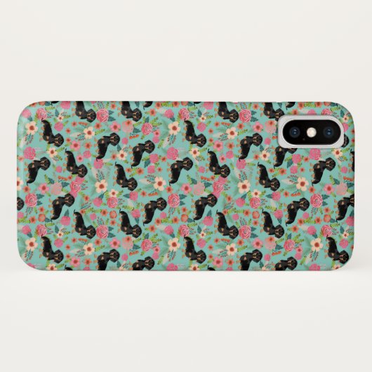 Dackelblumentelefonkasten - schwärzen Sie und Case-Mate iPhone Hülle (Rückseite (Horizontal))