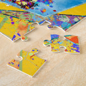 Dackelhund - Dackel-abstrakte Mischmedien Puzzle (Seite)