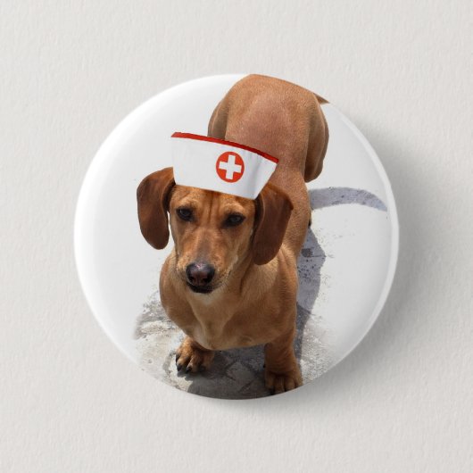 Dackelkrankenschwesterknopf Button (Vorderseite)