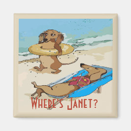 Dackeln am Strand, Test hinzufügen Magnet