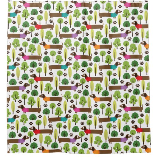 Dackeln auf einem Weg im Park Duschvorhang (Vorderseite)