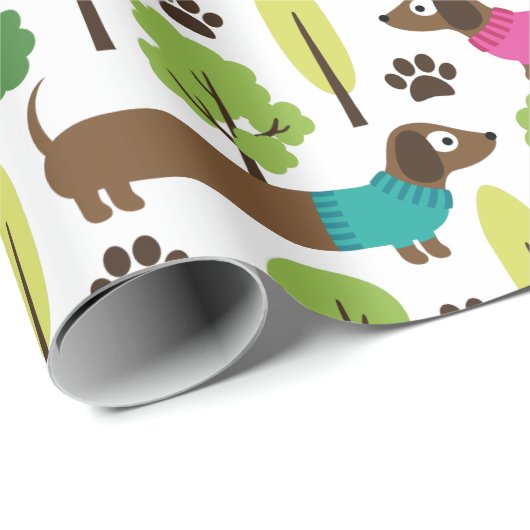 Dackeln auf einem Weg im Park Geschenkpapier (Rolleneckpunkt)