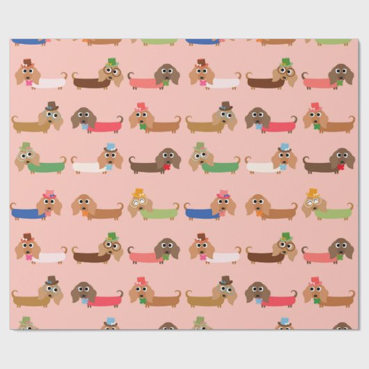 Dackeln auf rosa geschenkpapier (Flach)