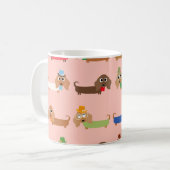 Dackeln auf rosa kaffeetasse (Vorderseite Links)