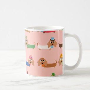 Dackeln auf rosa kaffeetasse