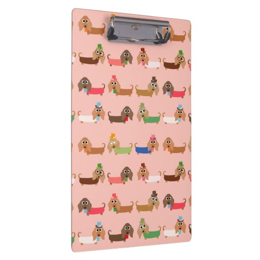 Dackeln auf Rosa Klemmbrett (Rechts)