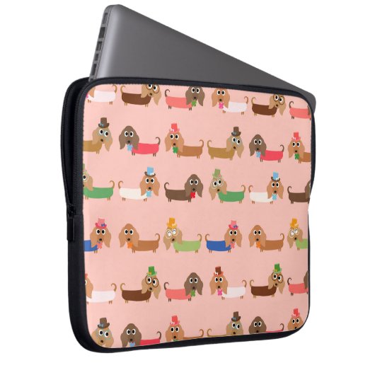 Dackeln auf Rosa Laptopschutzhülle (Vorne Rechts)
