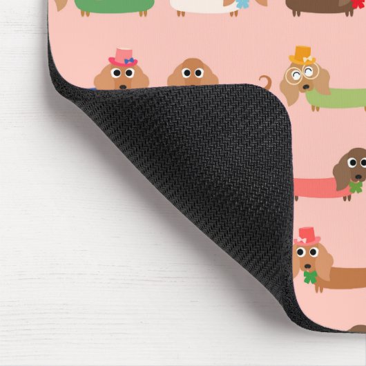Dackeln auf rosa mousepad (Ecke)