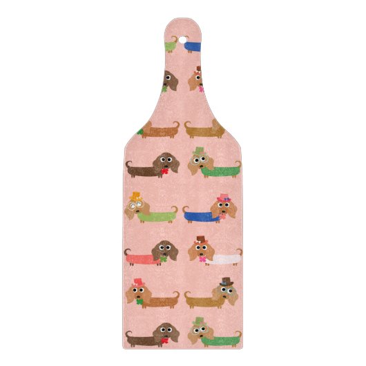 Dackeln auf rosa schneidebrett (Vorderseite)