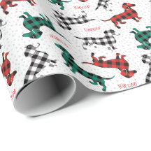 Dackeln aus rotem Flanell mit Hundennamen