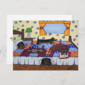 Dackeln Bed Time Story Postkarte (Vorne/Hinten)