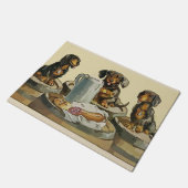 Dackeln bei Butchers, Text hinzufügen Fußmatte (Schrägansicht)