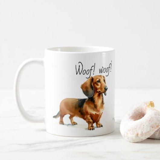 Dackeln braune PERSONALISIERUNG Kaffeetasse (Mit Donut)