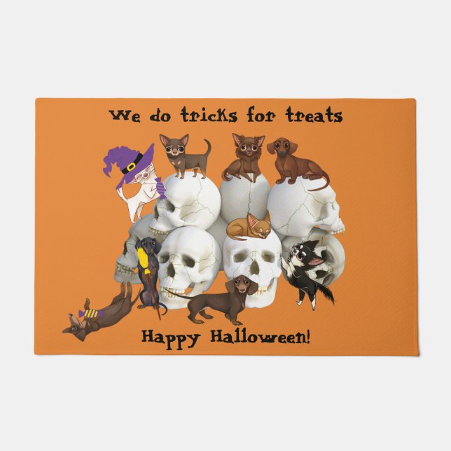 Dackeln Chihuahuas Skulls Halloween Door Mat Fußmatte (Vorderseite)