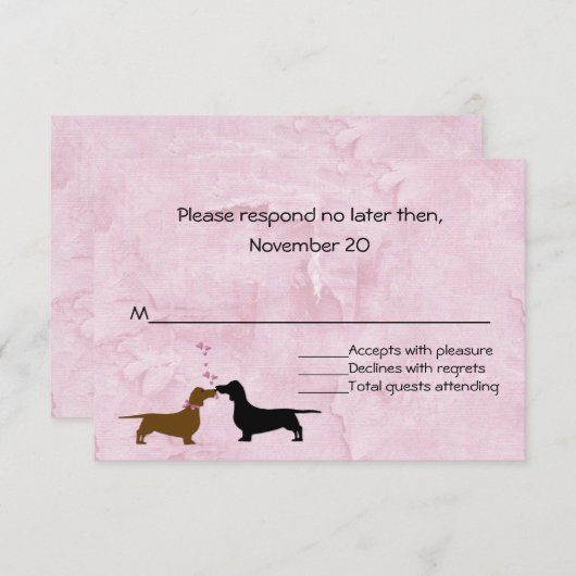 Dackeln Custom Pink Wedding RSVP (Vorne/Hinten)