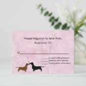Dackeln Custom Pink Wedding RSVP Karte (Stehend Vorderseite)