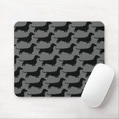Dackeln Dackel Hunde Silhouetten Grau und Schwarz Mousepad (Mit Mouse)