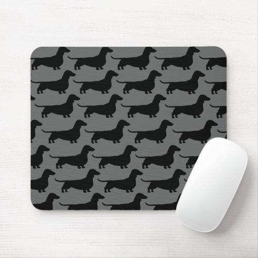 Dackeln Dackel Hunde Silhouetten Grau und Schwarz Mousepad (Mit Mouse)