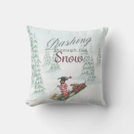 Dackeln, die durch das Schneekissen stürzen Kissen