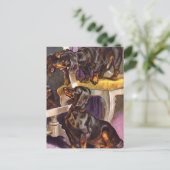 Dackeln, die Vintage Kunstgeschenke sehen Postkarte (Stehend Vorderseite)