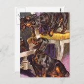 Dackeln, die Vintage Kunstgeschenke sehen Postkarte (Vorne/Hinten)