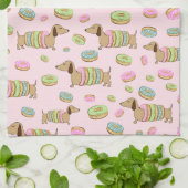 Dackeln + Donuts Geschirrtuch + Dackel Handtuch (Gefaltet)